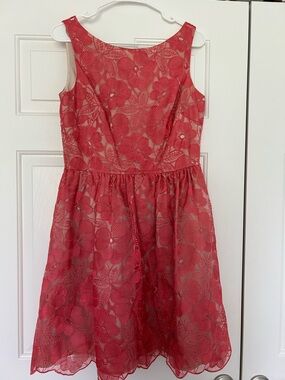 Eliza J: Sleeveless Pink Floral Lace Party Dress